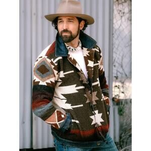 Remu Apparel Jacket Men Small Peguche Wool Aztec Geometric Warm Cozy Western